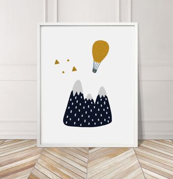 Little Explorer Hot Air Balloon Print - A2 (42x59,4cm) - Cadre Blanc 3