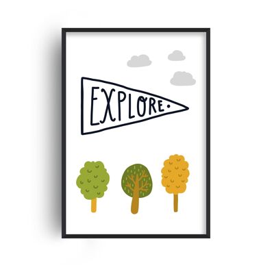 Explore Sign Print - 20x28inchesx50x70cm - White Frame