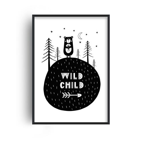 Wild Child Bear Print - A2 (42x59.4cm) - Black Frame
