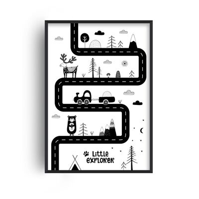 Little Explorer Race Track Print - A4 (21x29.7cm) - White Frame