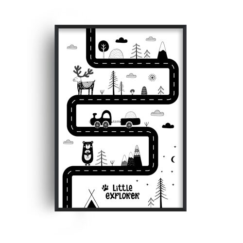 Little Explorer Race Track Print - 20x28inchesx50x70cm - White Frame