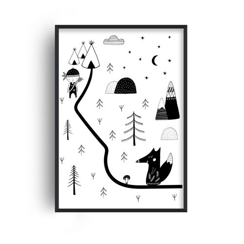 Little Explorer Winding Road Print - A4 (21x29.7cm) - Black Frame