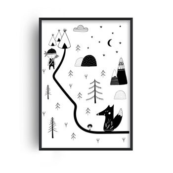 Little Explorer Winding Road Print - A3 (29,7x42cm) - Cadre noir 1