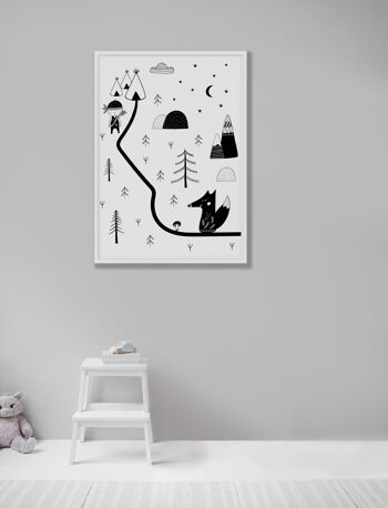 Little Explorer Winding Road Print - A3 (29,7x42cm) - Cadre noir 2