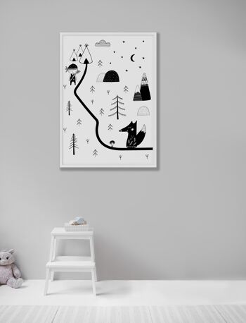 Little Explorer Winding Road Print - 20 x 28 pouces x 50 x 70 cm - Cadre noir 2