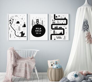 Little Explorer Winding Road Print - 20 x 28 pouces x 50 x 70 cm - Cadre noir 3