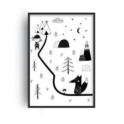 Little Explorer Winding Road Print - 30x40inches/75x100cm - Black Frame