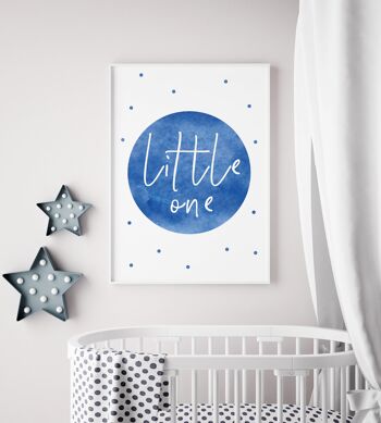 Little One Blue Aquarelle Print - A3 (29,7x42cm) - Cadre Noir 2