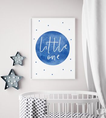 Little One Blue Aquarelle Print - 20x28inchesx50x70cm - Cadre Noir 2