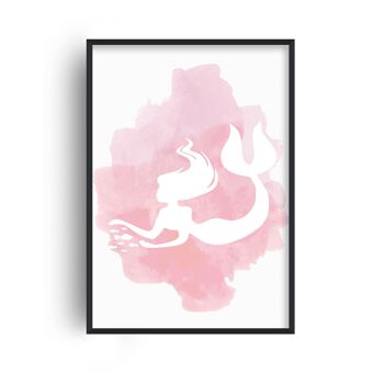 Impression aquarelle rose sirène - A4 (21x29,7 cm) - cadre blanc 1