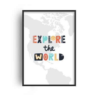 Explore the World Map Print - A4 (21x29.7cm) - White Frame