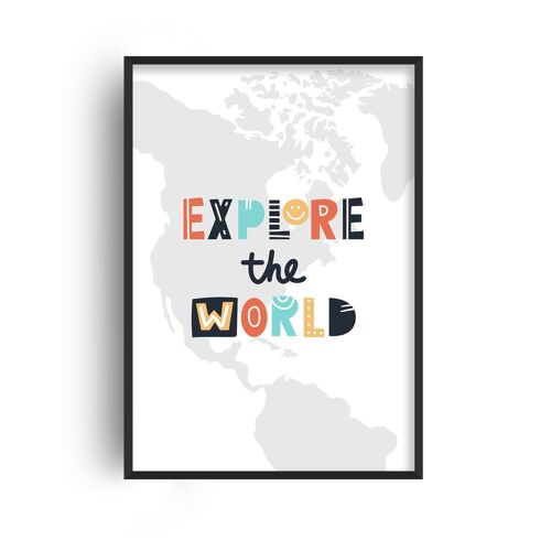 Explore the World Map Print - A2 (42x59.4cm) - Black Frame