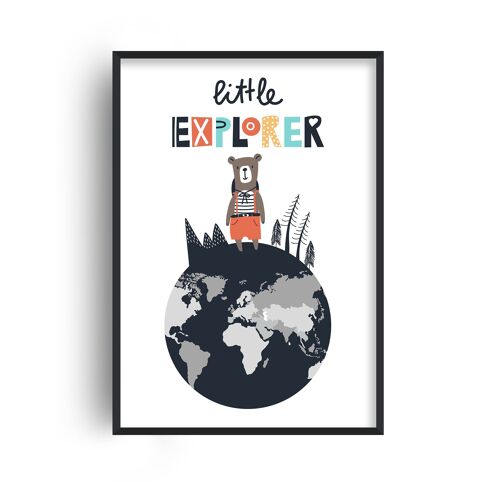 Little Explorer World Print - A2 (42x59.4cm) - Black Frame
