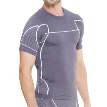 T-shirt de compression running gris & écru pour homme 2