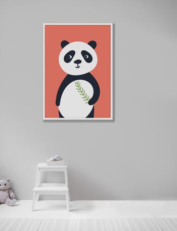 Imprimé Animal Panda - A3 (29,7x42cm) - Cadre Noir 2