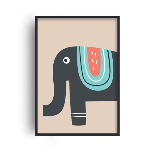 Elephant Neutral Print - A4 (21x29.7cm) - Black Frame