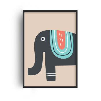 Imprimé Elephant Neutre - A2 (42x59,4cm) - Cadre Blanc 1