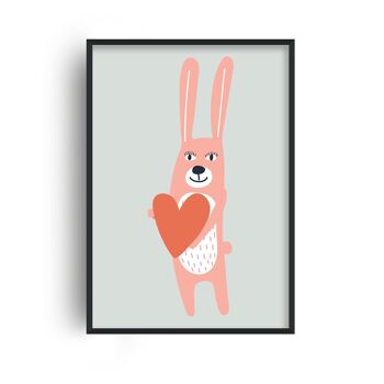 Lapin avec coeur imprimé - A3 (29,7x42cm) - Cadre blanc 1