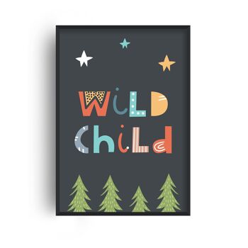 Wild Child Letters Print - 30x40inches/75x100cm - Cadre Noir 1