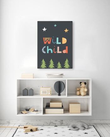 Wild Child Letters Print - 30x40inches/75x100cm - Cadre Noir 2
