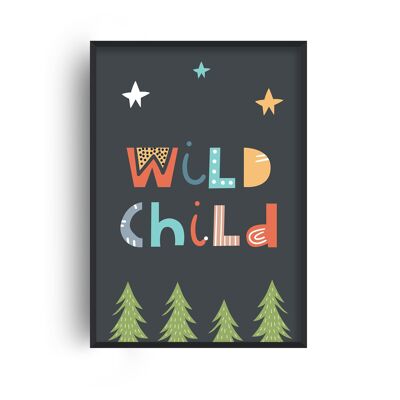 Wild Child Letters Print - 30x40inches/75x100cm - White Frame