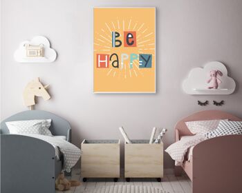 Be Happy Print - A3 (29,7x42cm) - Cadre noir 2