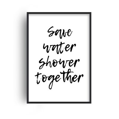 Save Water Shower Together Print - A2 (42x59.4cm) - Black Frame