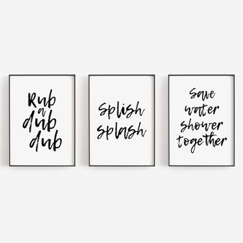 Save Water Shower Together Print - 20x28 poucesx50x70cm - Cadre Blanc 3