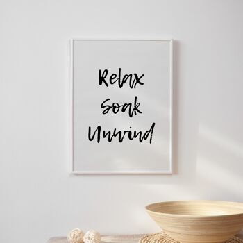 Relax Soak Unwind Print - A4 (21 x 29,7 cm) - Cadre noir 2
