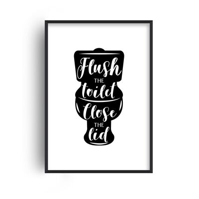 Flush The Toilet Silhouette Print - A4 (21x29.7cm) - White Frame