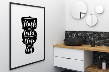 Flush The Toilet Silhouette Print - 20x28 poucesx50x70cm - Cadre Blanc 3