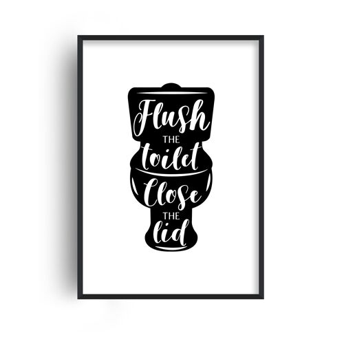 Flush The Toilet Silhouette Print - 30x40inches/75x100cm - White Frame