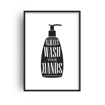 Lavez-vous les mains Silhouette Print - A4 (21x29,7cm) - Cadre noir 1