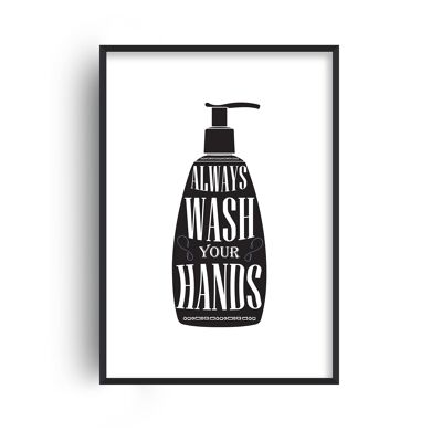 Wash Your Hands Silhouette Print - 30x40inches/75x100cm - Black Frame