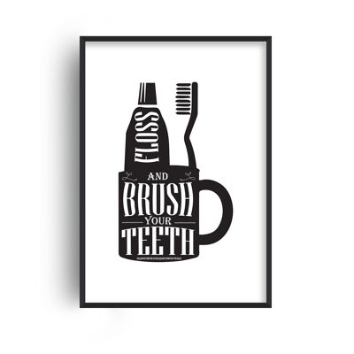 Brush Your Teeth Silhouette Print - A3 (29.7x42cm) - Black Frame