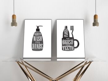 Brossez vos dents Silhouette Print - 30x40inches/75x100cm - Cadre Noir 3