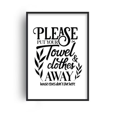 Please Put Your Towel Away Print - A3 (29.7x42cm) - Black Frame