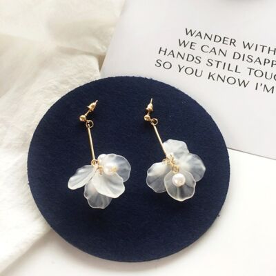 PEARLS and small flowers earrings