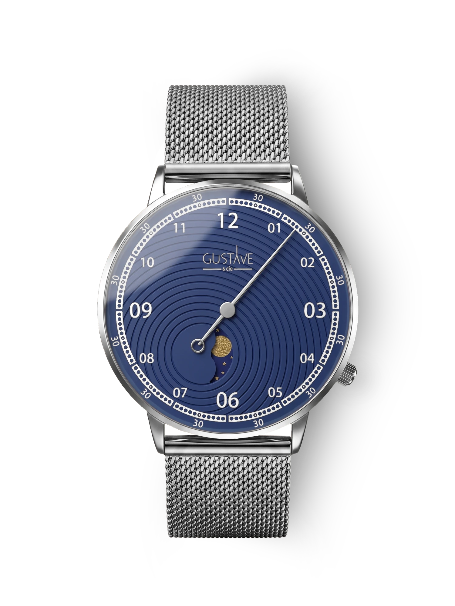Georges 12H Silber- und Blauuhr – silbernes Mailänder Armband