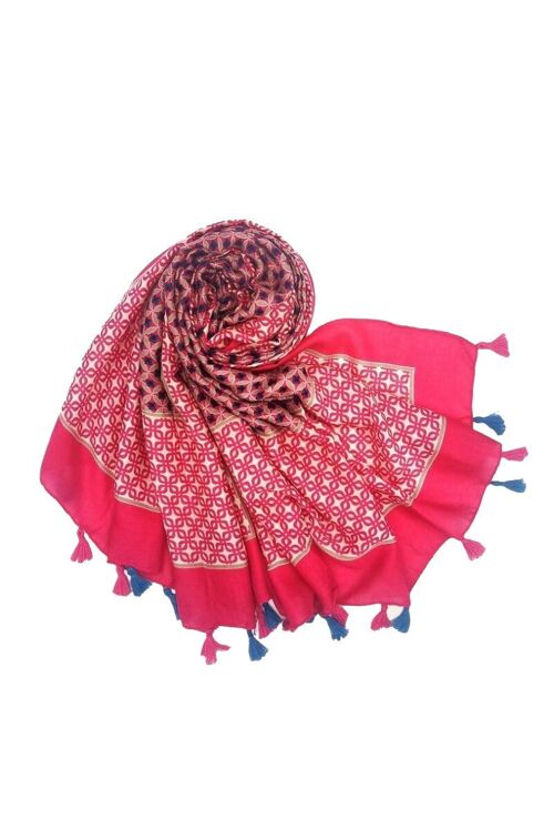 Foulard à pompons rose STELLA