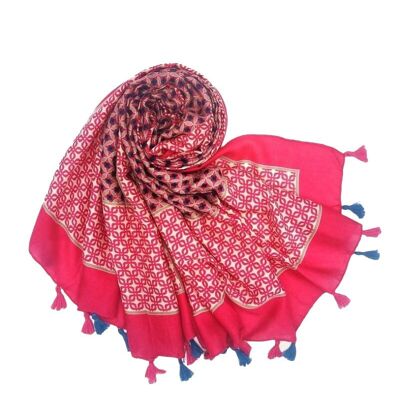 Foulard à pompons rose STELLA