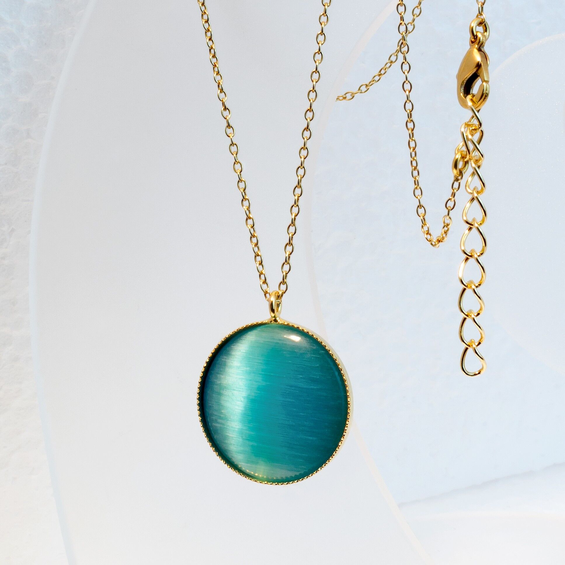Halskette, vergoldet, türkis (K363.3)