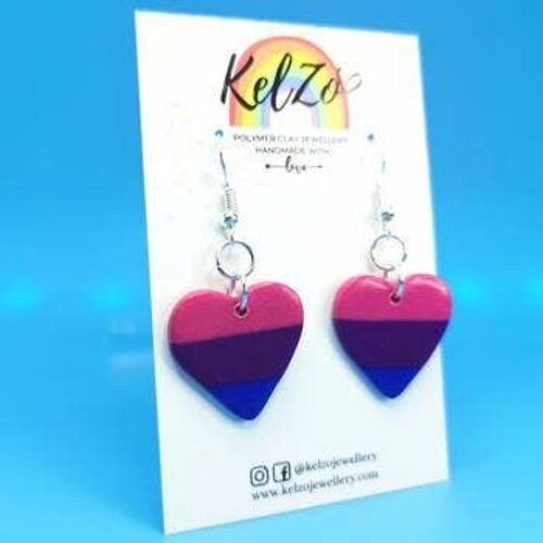 Bisexual Heart Drop Earrings
