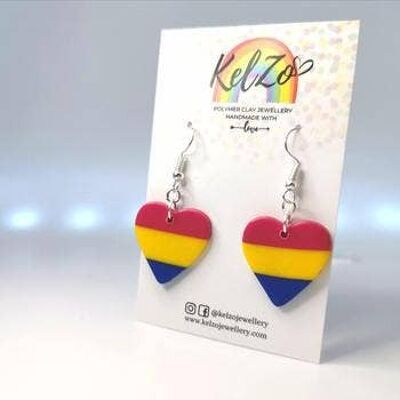 Pendientes colgantes de corazón pansexual