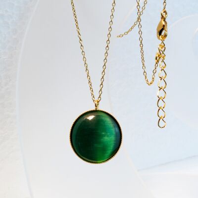 Necklace, gold-plated, emerald green (K363.8)