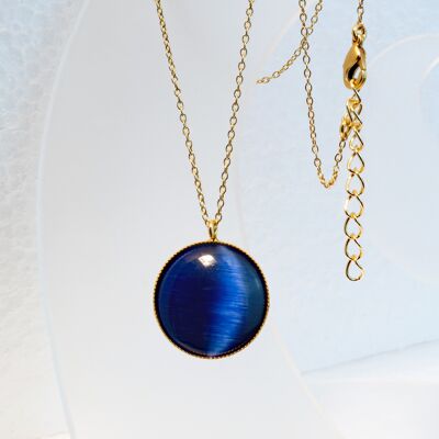 Collana, placcata oro, blu (K363.9)
