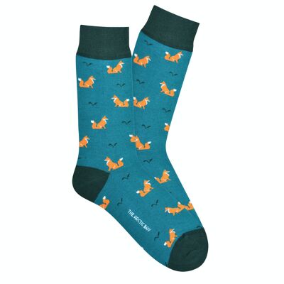 Socken Fuchs Grünliches Blau