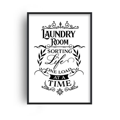 Laundry Room Sorting Life Print - A2 (42x59.4cm) - Black Frame