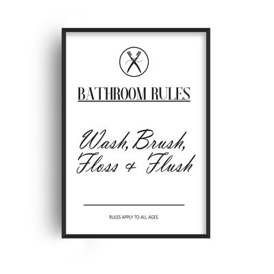 Bathroom Rules Print - A4 (21x29.7cm) - White Frame