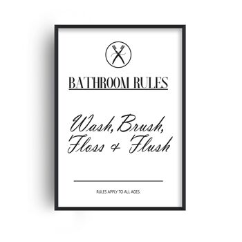 Tableau des règles de la salle de bain - A3 (29,7x42cm) - Cadre noir 1